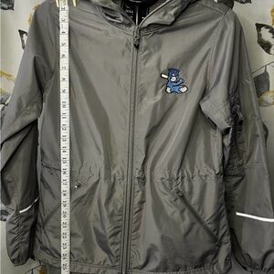 Holloway Gray Hooded Windbreaker with Embroidered Patch